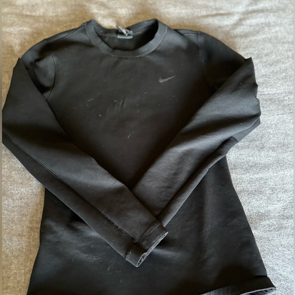 Nike Pro Therma Crew Sweatshirt Womens Small Black‎ Long Sleeve Active sz S